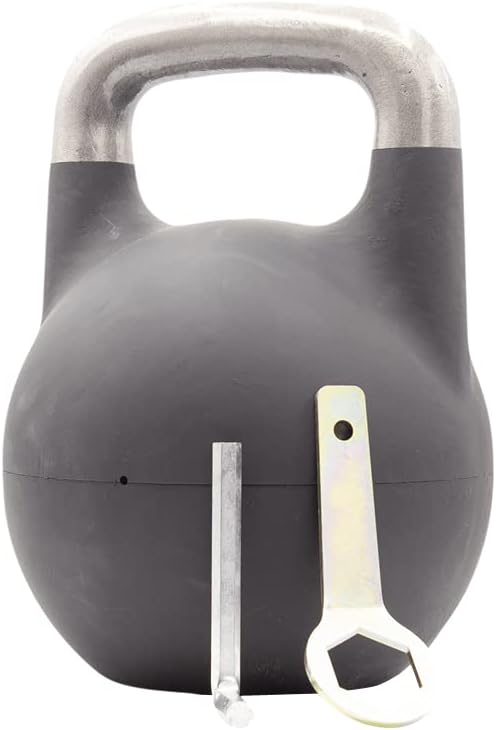 Adjustable Competition Kettlebell - Adjustable Weight from 26 lb to 70 lb - Includes 7 Weight Plates for Strength Training at Home or Gym - Durable Steel Shell for Long-Lasting Use