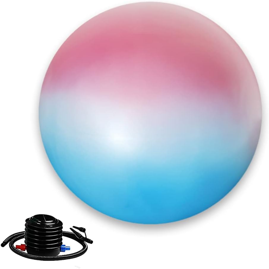 Exercise Ball Chair, Yoga Ball Office Chair for Home Gym, Workout Ball for Fitness, Large Size 65 cm, Includes Air Pump (Blue Pink)