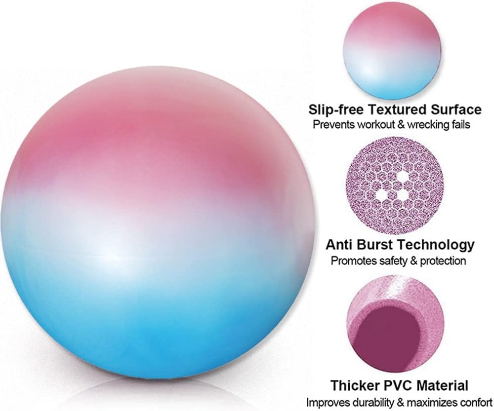 Exercise Ball Chair, Yoga Ball Office Chair for Home Gym, Workout Ball for Fitness, Large Size 65 cm, Includes Air Pump (Blue Pink)