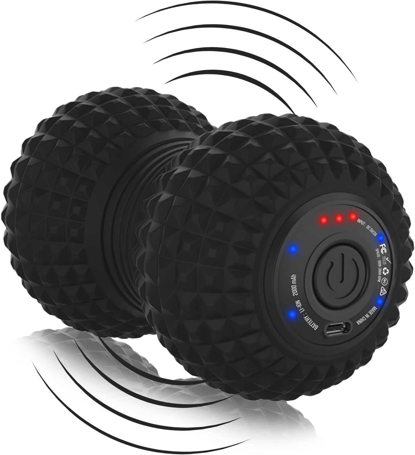 Vibrating Peanut Massage Ball, Ultra Strong Rechargeable Therapy Roller, Trigger Point Massager for Back Neck Foot Muscle Pain, Myofascial Release & Plantar Fasciitis Relief
