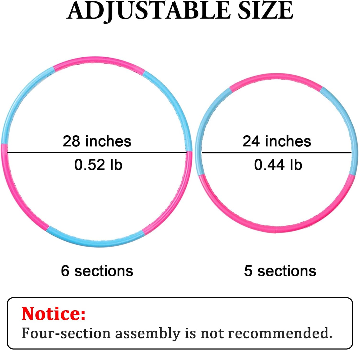 Kids Exercise Hoop, Detachable & Size Adjustable Toy Hoop, Professional Hoola Rings for Kids, Blue,pink
