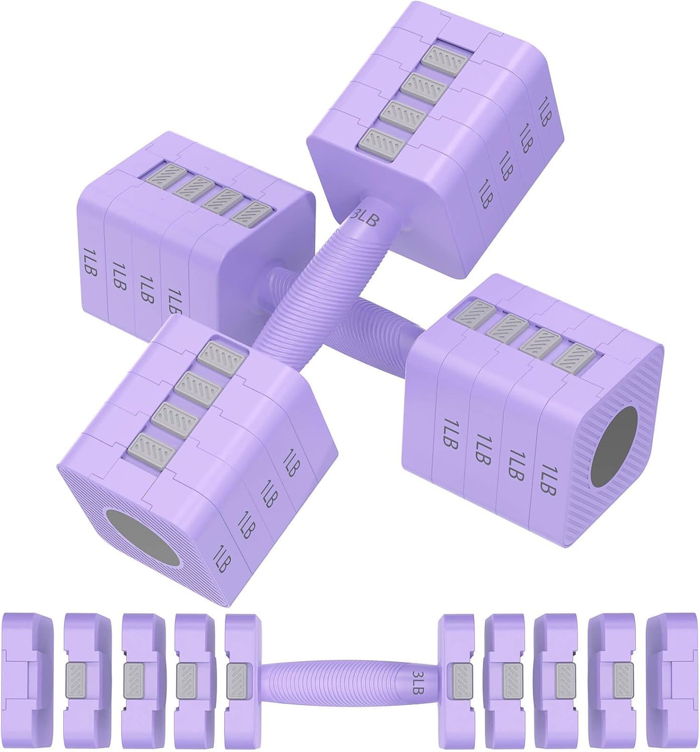 Adjustable Dumbbells Set of 2, 5-in-1 Adjustable Weight Dumbbells for Women/Men, 3lb/5lb/7lb/9lb/11lb Dumbbell Weights Set for Home Gym Workout