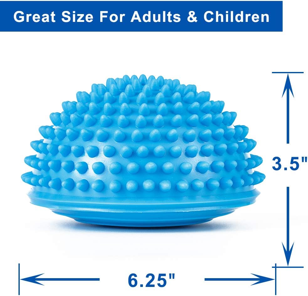 Balance Pods with Hand Pump, Stability Balance Trainer Dots Plus Large Balance Pad, Core Body Balancing, Inflatable Stepping Pads, Sensory Wiggle Seats for Kids (Set of 5)