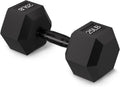 Rubber Encased Exercise & Fitness Hex Dumbbell, Hand Weights with Anti-Slip Metal Handle for Home Gym, Multiple Sizes