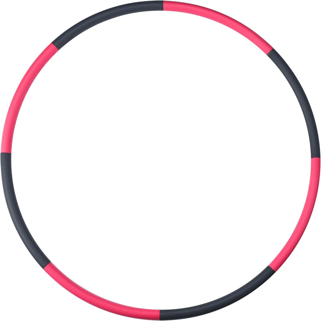 Stainless Steel Weighted Hula Hoop for Adults - Detachable Ergonomic Design for Muscle Strengthening and Weight Loss - Easy to Adjust and Carry for Home Fitness - Pink and Gray