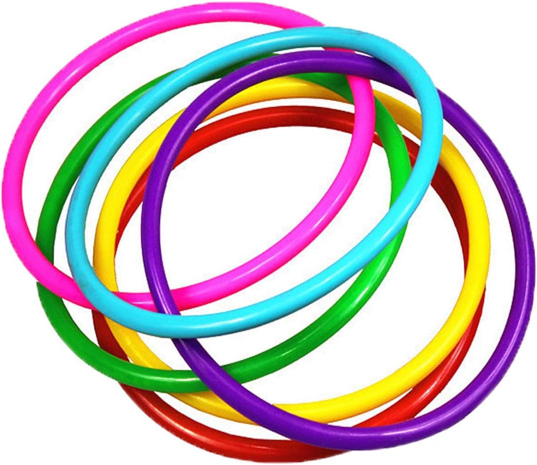 12 Pcs Plastic Ring Toss Game for Kids and Outdoor Toss Rings for Speed and Agility Practice Game, Random Colors