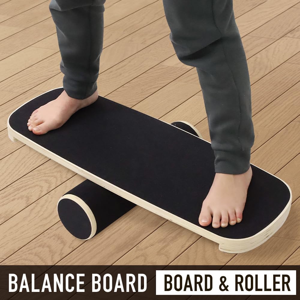 Balance Board for Adults, Sports Trainer, Wooden Surf Trainer Equipment with Adjustable Stoppers, Kids Improve Core Strength and Body Control, Exercise Tool for Fitness Work