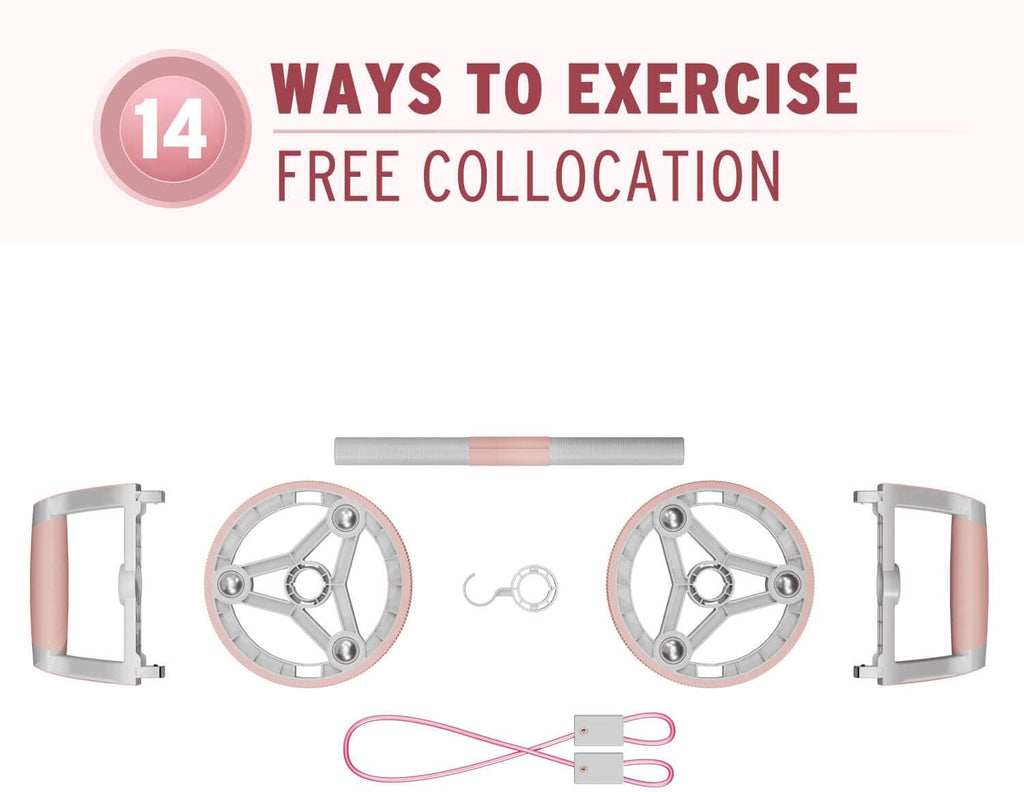 Wheel 14-in-1Exercise Roller Wheel Kit for Abdominal & Core Strength Training Perfect Home Gym Equipment for Women (Pink)