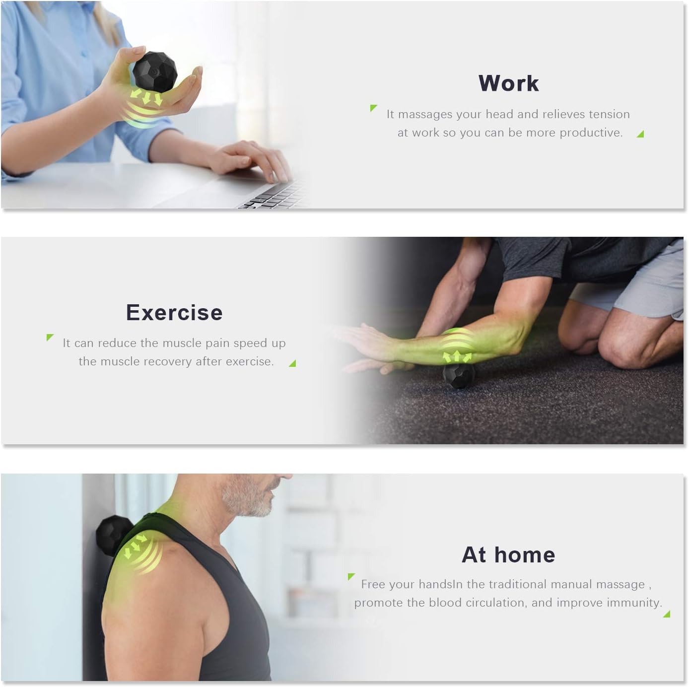 Electric Vibrating Massage Ball, 2-Speed Fitness Yoga Pilates Physical Therapy Massage Roller to Fight Sore Muscles,Washable Negative Ion Vibration Massages ball for Muscle Recovery,Myofascial Release