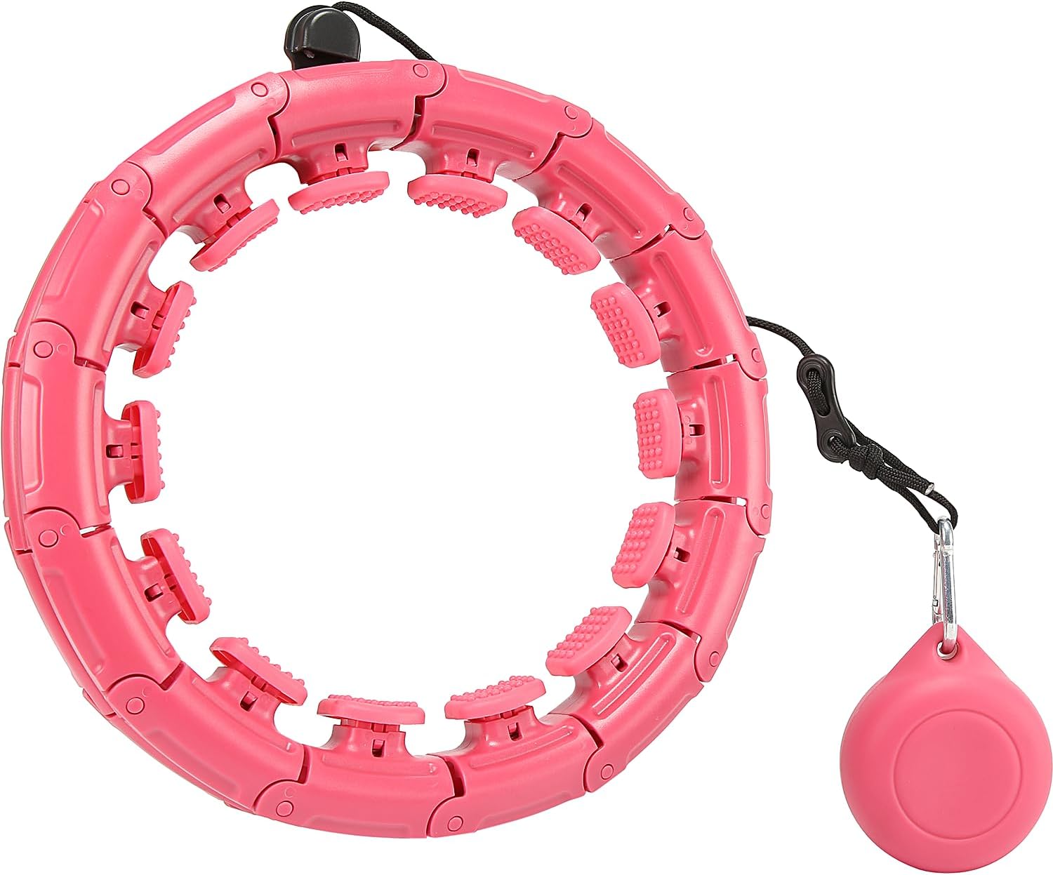 Enhance Your Workout with  Smart Hula Ring Hoops - 24 Detachable Weighted Rings, 360° Auto-Spinning Ball - Perfect for Gymnastics, Massage, Adult Fitness, Pink