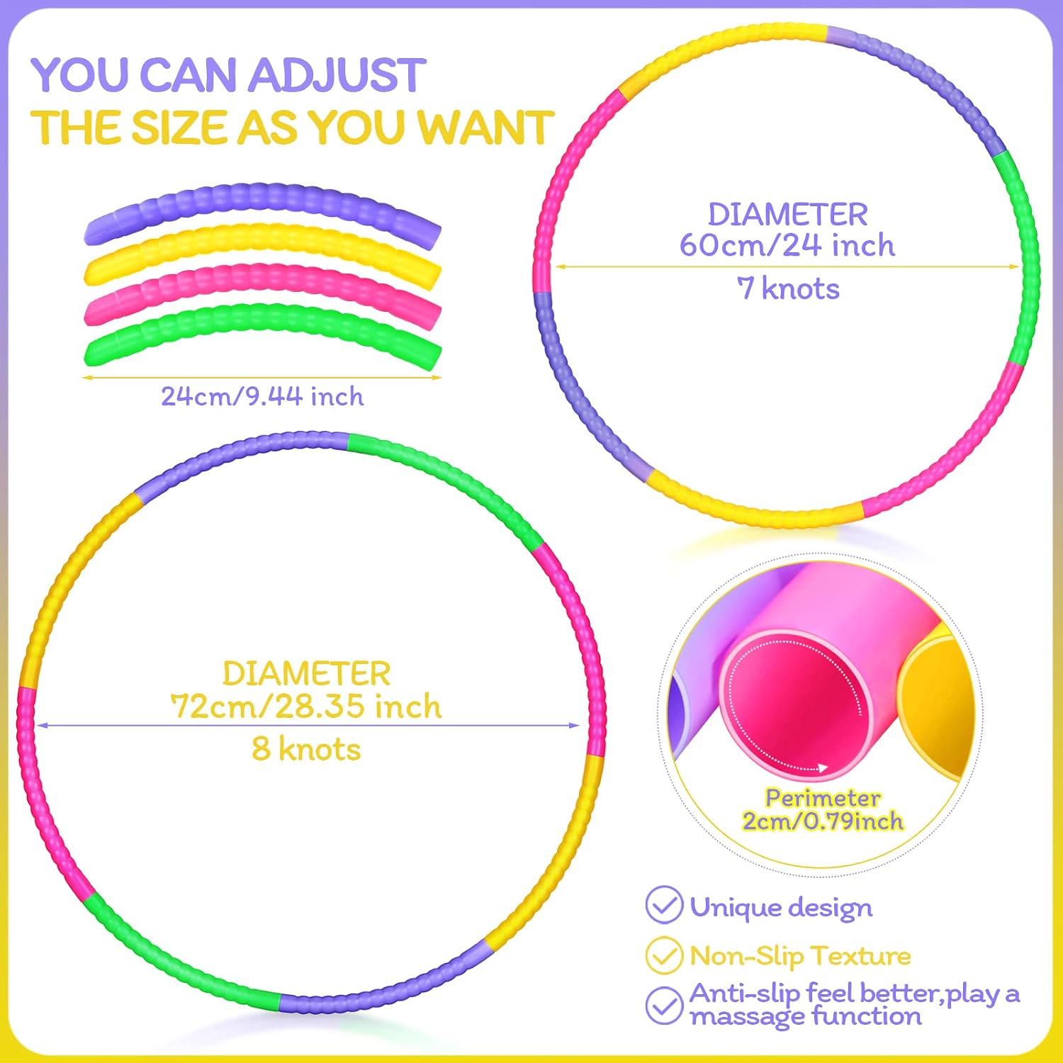 Toy Hoop Detachable Plastic Hoops Exercise Equipment Toy Adjustable Rings for Sports Playing Party Game Dance Pet Training