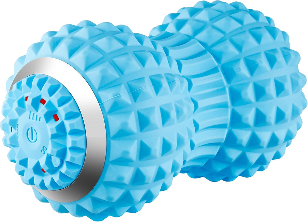 Peanut Massage Ball - Vibrating Massage Roller - Muscle Roller for Deep Tissue Massage, Myofascial Release and Trigger Point Therapy - Long Lasting Relieves Muscle Tension - Light Blue