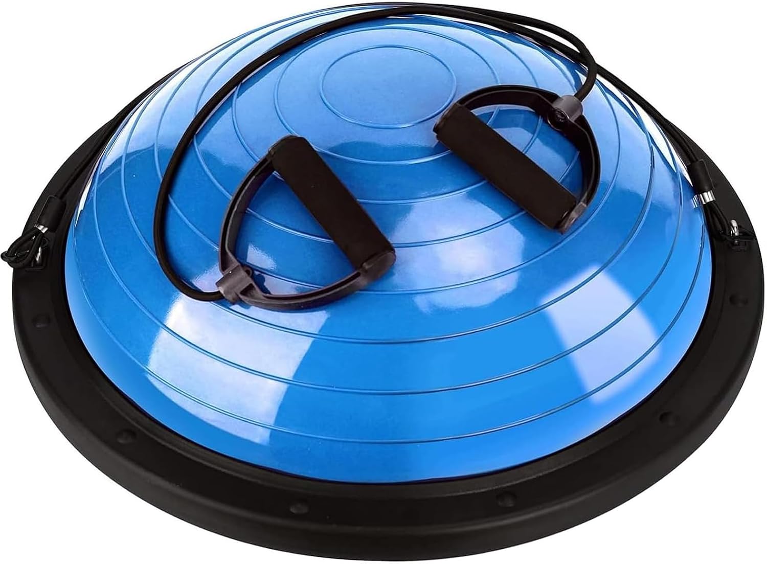 Balance Ball Trainer, 26 inch Half Exercise Ball with Resistance Bands, Home Gym Full Body Workout Equipment, Blue