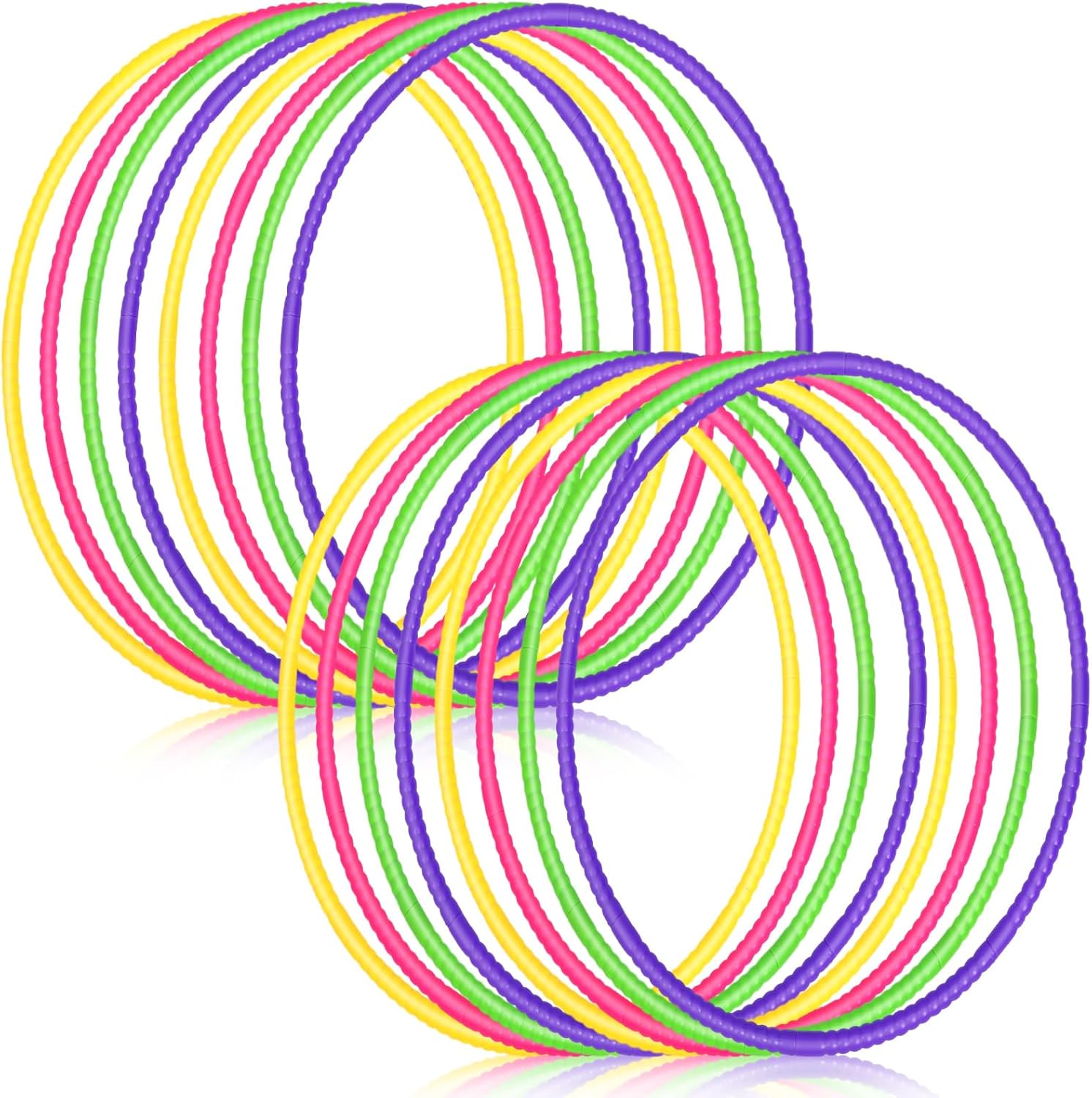 16 Pcs Toy Color Hoop for Kids, Detachable Adjustable Light Weight Plastic Hoops Toy, Colored Hoop Circles for Party Games, Dance,  Agility