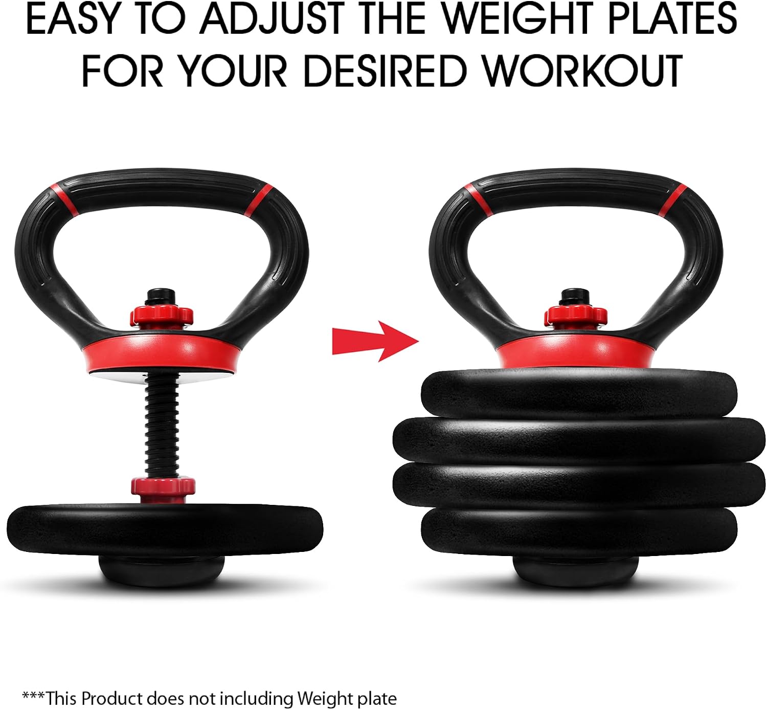 Adjustable Kettlebell Handle for Weight Plates, Dumbbell Converter for Strength Training Kettlebells, Home Gym