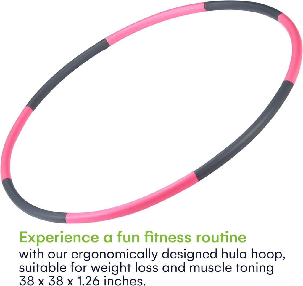 Stainless Steel Weighted Hula Hoop for Adults - Detachable Ergonomic Design for Muscle Strengthening and Weight Loss - Easy to Adjust and Carry for Home Fitness - Pink and Gray