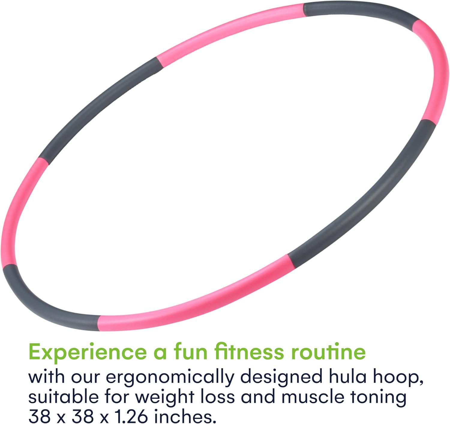 Stainless Steel Weighted Hula Hoop for Adults - Detachable Ergonomic Design for Muscle Strengthening and Weight Loss - Easy to Adjust and Carry for Home Fitness - Pink and Gray