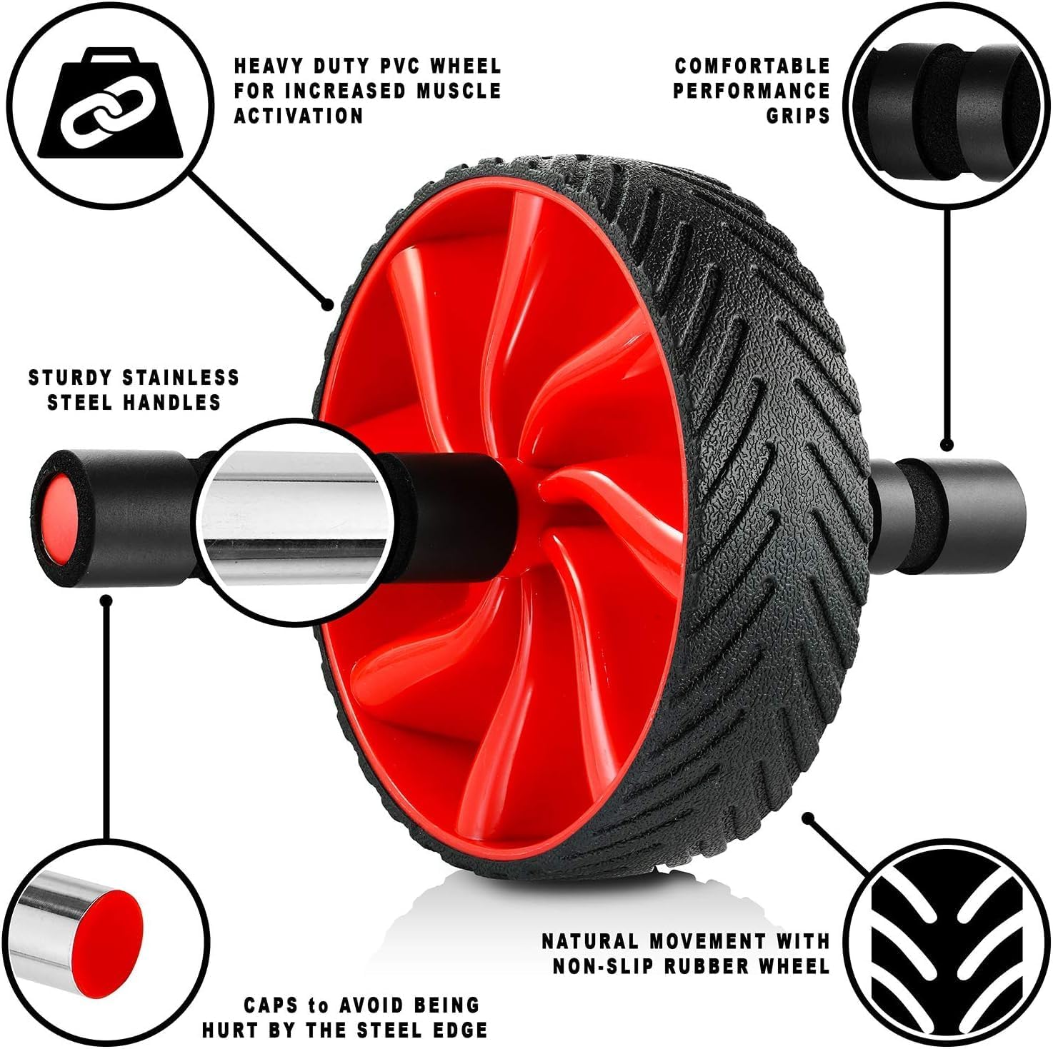 Wheel - Ab Workout Equipment for Abdominal & Core Strength Training, Home Gym Fitness Equipment, Exercise Wheel for Men & Women