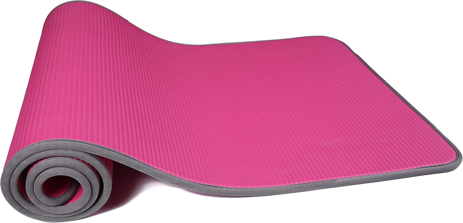 All-Purpose 2/5-Inch (10mm) Extra Thick High Density Anti-Slip Exercise Pilates Yoga Mat with Carrying Strap, Multiple Colors