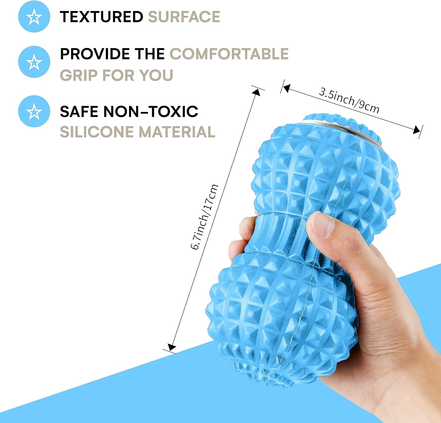 Peanut Massage Ball - Vibrating Massage Roller - Muscle Roller for Deep Tissue Massage, Myofascial Release and Trigger Point Therapy - Long Lasting Relieves Muscle Tension - Light Blue