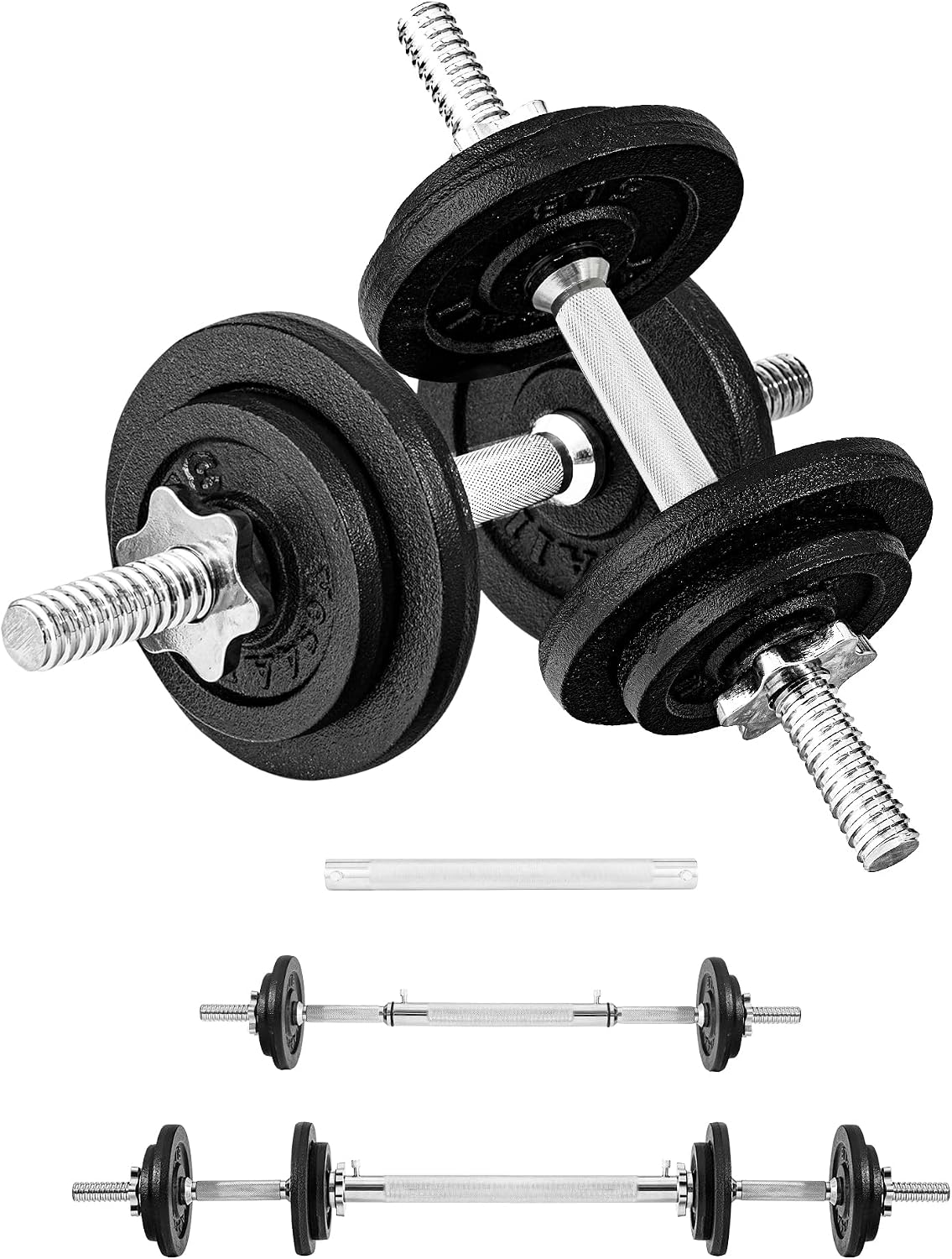 Old School Adjustable Dumbbell Set with Weight Plates, Star Lock Collars/Connector, 40lbs to 200lbs Adjustable Weight Plates Set