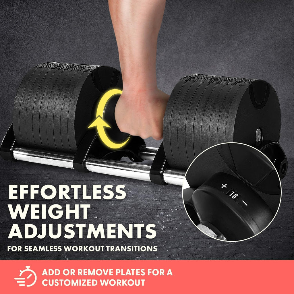 70lb Adjustable Dumbbell 9 in 1 Weight Options, Fitness Equipment with Anti-Slip Metal Handle, Quick Change Weight Adjustment with Twist Lock Technology, for Full Body Workout and Weightlifting